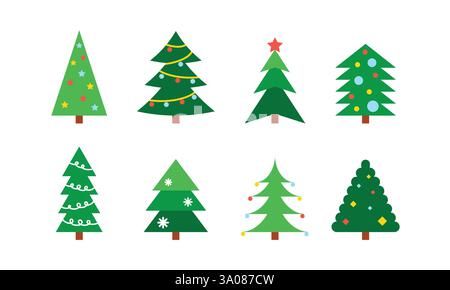 Tannenset für Weihnachtskarten Stock Vektor