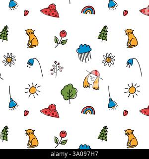 Cute seamless vector pattern spring Stock Vektor
