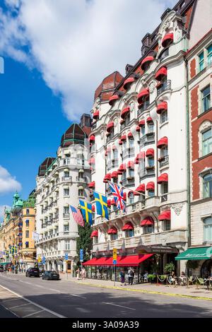 Jugendstilfassaden des Hotels Diplomat und des Hotels Esplanade am Strandvägen in Stockholm, Schweden, entworfen von Hagström und Ekman und gebaut 1911 Stockfoto