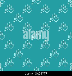 Minimalistisches Herz über Trading Chart Vektor Finanzen und Emotionen kombiniertes Konzept lineares nahtloses Muster Stock Vektor