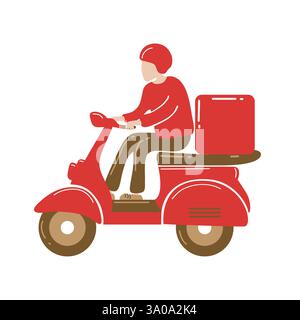 Liefermann auf Motorrad, Vektorillustration EPS10 Stock Vektor