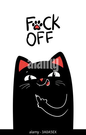 Mittelfinger schwarze Katze. Vektorabbildung EPS 10. Stock Vektor