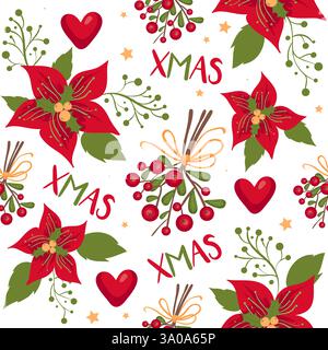 Nahtloses weihnachtsmuster. Weihnachtliche Elemente. Stock Vektor