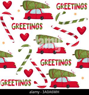 Nahtloses weihnachtsmuster. Weihnachtliche Elemente. Stock Vektor