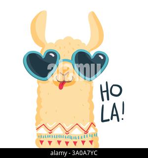 Niedlicher lama-Charakter. Druck für Stoff, T-Shirt, Poster, Tapeten, Geschenkpapier, Karte, Babydusche Vektor Illustration EPS10 Stock Vektor