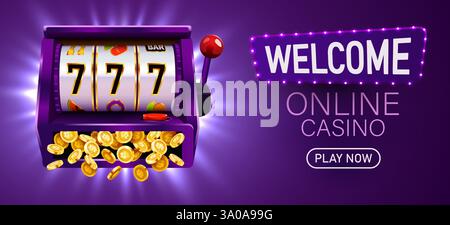 Spielautomat gewinnt den Jackpot. 777 großes Win-Konzept. Casino Jackpot. Vektorgrafik Stock Vektor