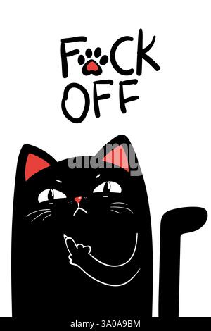Mittelfinger schwarze Katze. Vektorabbildung EPS 10 Stock Vektor