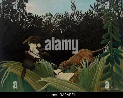 Henri Rousseau - Pfadfinder von einem Tiger angegriffen (Eclaireurs attaqués par un tigre) - BF584 - Barnes Foundation Stockfoto
