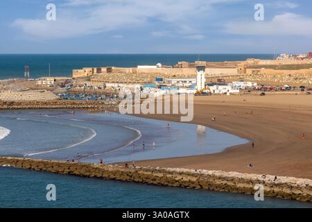 Blick auf die Stadt Verkauf von der Kasbah der Udayas in Rabat, Marokko. Stockfoto