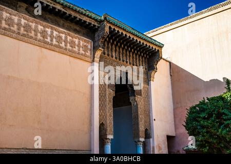 Eintritt in die Kammer der zwölf Säulen, Saadische Gräber, Marrakesch, Marokko Stockfoto
