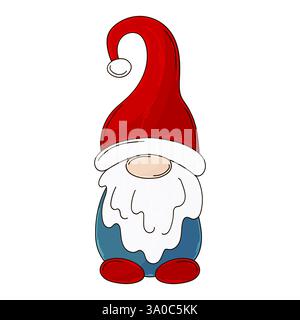 Neujahr. Skandinavischer Zwerg. Ein Element der Wohnkultur. Weihnachtsillustration in Handzeichnung. Element Ihrer Konstruktion Stock Vektor