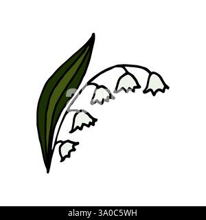 Textilvorlage. Lily aus dem Tal. Dekoratives Folkloreelement, ethnische Einrichtung. Folk-Logo in Handzeichnung. Folk-Blume-Symbol, Zeichen, Symbol, Pin, Etikett, Stock Vektor