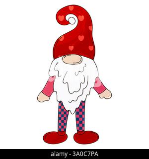Skandinavischer Zwerg. Valentinstag. Ein Element der Wohnkultur. Weihnachtsillustration in Handzeichnung. Element der Konstruktion Stock Vektor