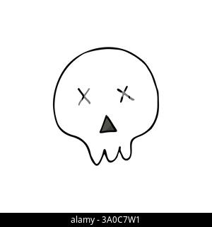 Dekorationselement, Scrapbooking. Schädel. Halloween-Illustration im Handzeichnung-Stil. Element Ihres Designs, niedliches Symbol, Zeichen, Symbol, Pin, Etikett, Logo Stock Vektor