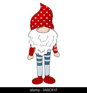 Skandinavischer Zwerg. Valentinstag. Ein Element der Wohnkultur. Weihnachtsillustration in Handzeichnung. Element deines Designs, niedliche Ikone Stock Vektor