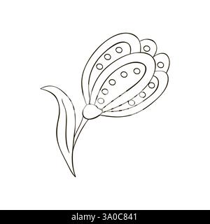 Textilvorlage. Tulpe. Dekoratives Folkloreelement, ethnische Einrichtung. Folk-Logo in Handzeichnung. Volksblume Symbol, Zeichen, Symbol Stock Vektor