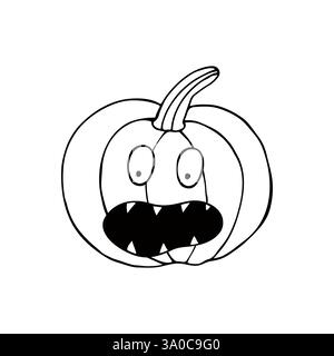 Dekorationselement, Scrapbooking. Kürbis. Halloween-Illustration im Handzeichnung-Stil. Element deines Designs, niedliches Symbol, Zeichen, Symbol Stock Vektor