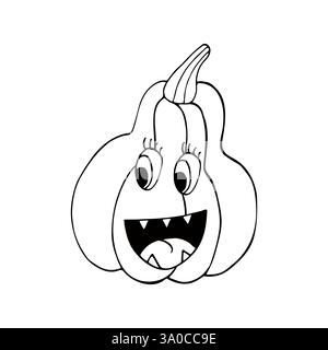 Dekorationselement, Scrapbooking. Kürbis. Halloween-Illustration im Handzeichnung-Stil. Element Ihres Designs, niedliches Symbol, Zeichen, Symbol, Pin, Beschriftung Stock Vektor