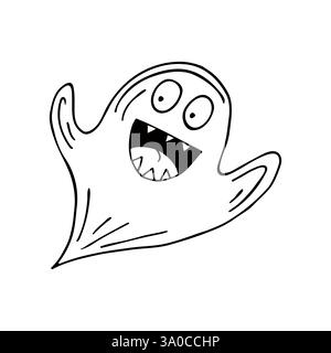 Geister. Dekorationselement, Scrapbooking. Halloween-Illustration im Handzeichnung-Stil. Element Ihres Designs, niedliches Symbol, Zeichen, Symbol, Pin, Label-Logo Stock Vektor