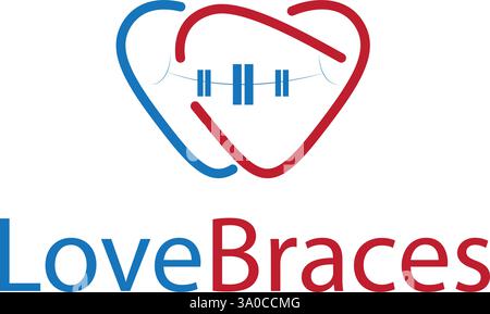 Dentales Logo mit Herz und Zahnspange Stock Vektor