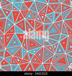 Abstrakter Vektorhintergrund. Mittlere Formgröße. Mehrere sich wiederholende innere Dreiecke. Mehrfarbiger STYLE. Wiederholbares Muster. Klassische Vektorfliesen. Stock Vektor