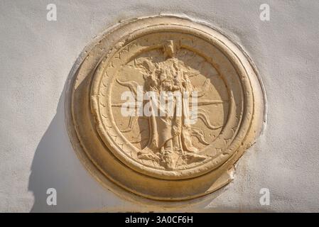 Eremitage der Mare de Déu de l'Aldea, im Ebro-Delta (Baix Ebre, Tarragona, Katalonien, Spanien) ESP: Ermita de la Mare de Déu de l'Aldea Stockfoto