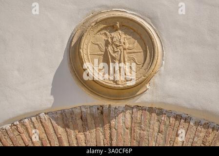 Eremitage der Mare de Déu de l'Aldea, im Ebro-Delta (Baix Ebre, Tarragona, Katalonien, Spanien) ESP: Ermita de la Mare de Déu de l'Aldea Stockfoto