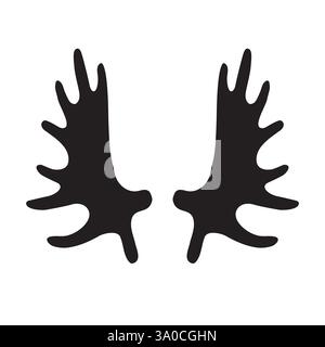 Vektor Hand gezeichnete Skizze Doodle Elch Hörner Silhouette isoliert auf weißem Hintergrund Stock Vektor