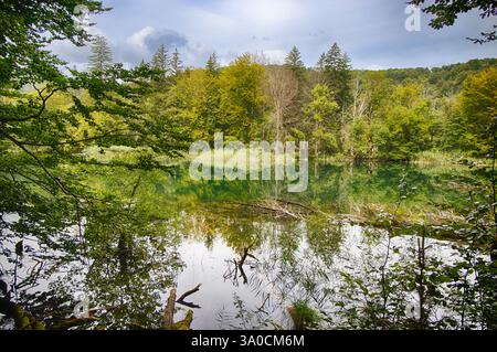 Der Proscansko-See ist einer der größten Seen im Nationalpark Plitvicer Seen in Kroatien Stockfoto
