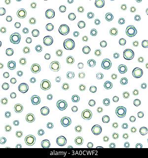 Ein lebendiges und farbenfrohes Design mit handgezeichneten Kreismustern in Blau- und Grüntönen. Stock Vektor