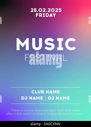 Ein lebhaftes und dynamisches Poster-Design für Musikfestivals mit verlaufendem Hintergrund Stock Vektor
