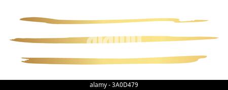 Pinselstriche mit Goldtinte. Goldener Pinselstrich. Goldene Farbflecken. Goldener Vektorfleck. Goldfarbe und Pinselstriche. Vektor-Goldstrich-Satz Stock Vektor
