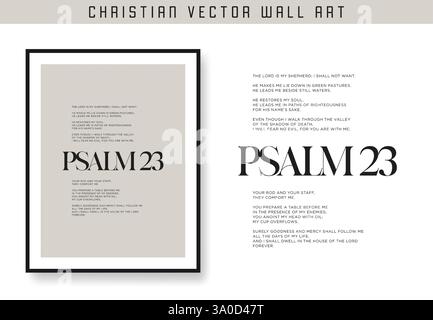 Psalm 23 Herr ist mein Hirte. Motivationsposter der christlichen Schrift und inspirierende Wandkunst. Bibelvers. Christliches Zitat zur Inspiration. Vektor i Stock Vektor
