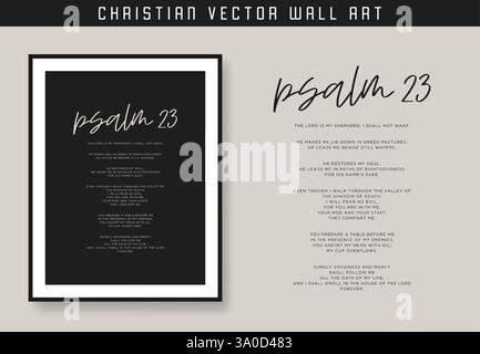 Psalm 23 Herr ist mein Hirte. Motivationsposter der christlichen Schrift und inspirierende Wandkunst. Bibelvers. Christliches Zitat zur Inspiration. Vektor i Stock Vektor