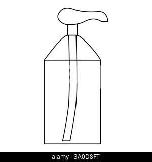 Spenderflasche gefüllt mit Reinigungsprodukt, Doodle-Stil flache Vektor-Umrissillustration für Kinder Malbuch Stock Vektor
