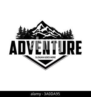Outdoor Adventure-Logo in den Bergen Stock Vektor