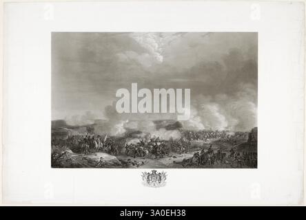 Die Schlacht von Waterloo war die letzte Schlacht der Napoleonischen Kriege. Napoleon kapitulierte kurz darauf und wurde nach St. Helena verbannt. Die Schlacht bestand aus drei Schlachten über drei Tage – bei Quatre Bras und Ligny am 16. Juni und bei Waterloo am 18. Juni. In der Schlacht von Quatre Bras gelang es Napoleon nicht, die wichtige Kreuzung nur wenige Kilometer vom Schlachtfeld Waterloo zu sichern. Dieses Bild zeigt den Prinzen von Orange, später König Wilhelm II., zu Pferd, der die niederländischen Truppen während der Schlacht von Quatre-Bras am 16. Juni 1815 anführt. Stockfoto