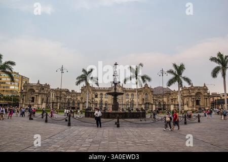 Brunnen am Lima Hauptplatz - Peru Stockfoto