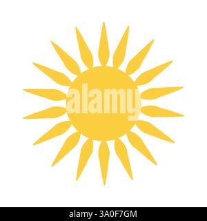 Vektor des Sonnensymbols. Hellgelbe Form. Sonnenenergie-Emblem. Flacher Sonnenschein. Stock Vektor