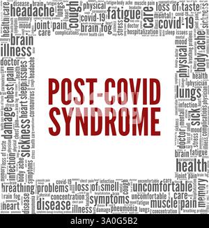 Nach-covid-Syndrom Vektor-Illustration Wortwolke isoliert auf weißem Hintergrund. Stock Vektor