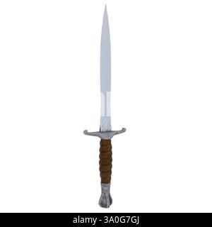 Ein detailreiches 3D-Rendering zeigt ein Schwert mit einer schlanken Klinge und einem kunstvollen Griff. Das Design unterstreicht Handwerkskunst und Eleganz und macht es zu einem echten Hingucker Stockfoto