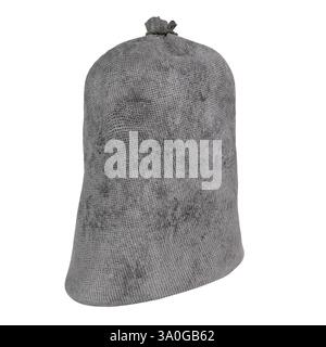Ein detailliertes 3D-Rendering zeigt eine graue Tasche aus strukturiertem Gewebe. Die Tasche hat ein schlichtes Design, das einen Eindruck von Nutzen und Stil vermittelt. Idee Stockfoto
