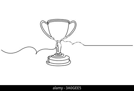 Durchgehende, einzeilige Zeichnung der Trophäe „Gewinner“ Stock Vektor