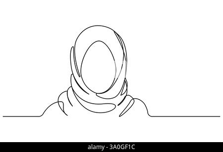 Frau im Hijab betend einzeilige Zeichnung Vektor, durchgehende einzeilige muslimische Frauen zeichnen Stock Vektor