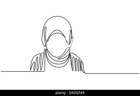 Frau im Hijab betend einzeilige Zeichnung Vektor, durchgehende einzeilige muslimische Frauen zeichnen Stock Vektor