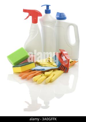 Großes Set zur Reinigung Stockfoto