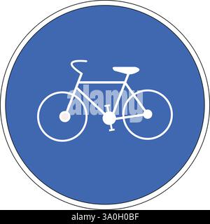 Französisches Rundverkehrsschild auf blauem Hintergrund: Obligatorischer Radweg Stock Vektor