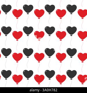 Herzförmige Ballons nahtloses Muster Schwarzer Tag oder Valentinstag Gruß Hintergrund Textur Idee. Isolierte Vektor-Illustration Thematische oder Grußkarten, Posting oder Web Promo Promo Promo Prospekt, Banner, Preis Stock Vektor