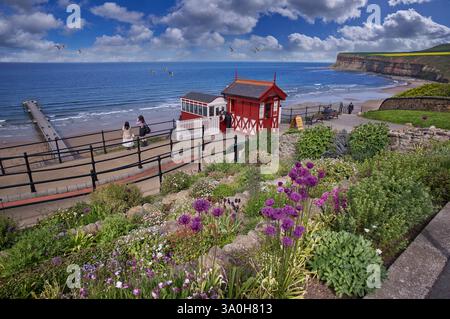 Saltburn by the Sea North Yorkshire victorian Ficular Tramway Cliff Lift, Betrieb Wasserhaushalt Cliff Standseilbahn im Vereinigten Königreich gebaut 1883. Stockfoto