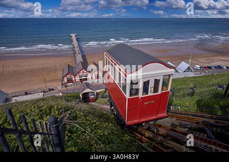Saltburn by the Sea North Yorkshire victorian Ficular Tramway Cliff Lift, Betrieb Wasserhaushalt Cliff Standseilbahn im Vereinigten Königreich gebaut 1883. Stockfoto